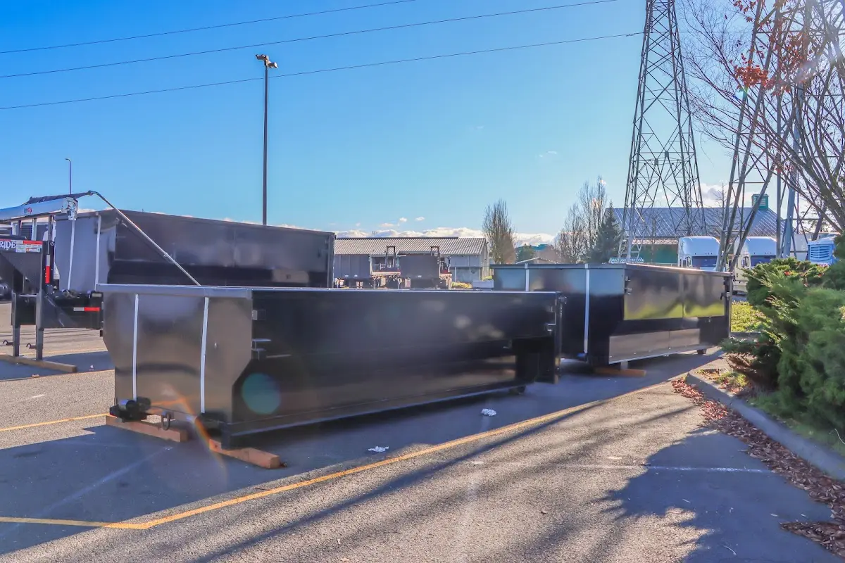 Roll-off dumpster ready for waste disposal at job site for 15 Yard Dumpster Rental in Burnet